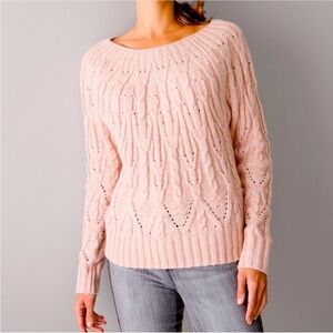 White House Black Market Cozy Knit Sweater in light pink